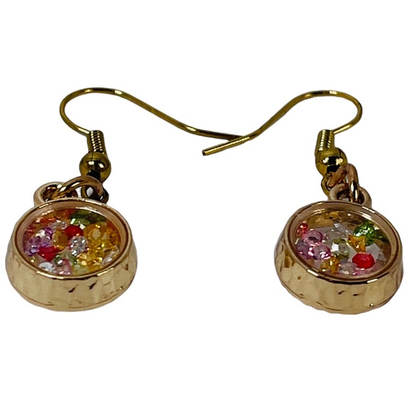 Mini round shaker rhinestone charm earrings NEW - Picture 8 of 13